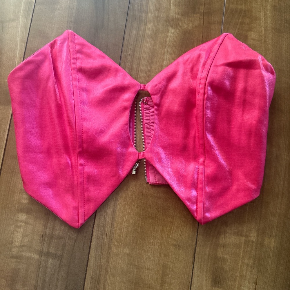 superdown Pink Satin Crop Top